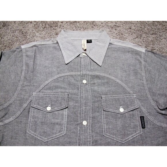 Ludwig Black Chambray Long Sleeve Button-up Shirt sz L made in usa streetwear - Picture 1 of 7